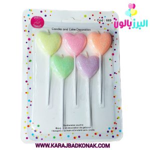 شمع قلبی 5تکه پاستلی بلند 10سانتی متری