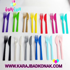 کارد و چنگال پلاستیکی یکبار مصرف رنگی